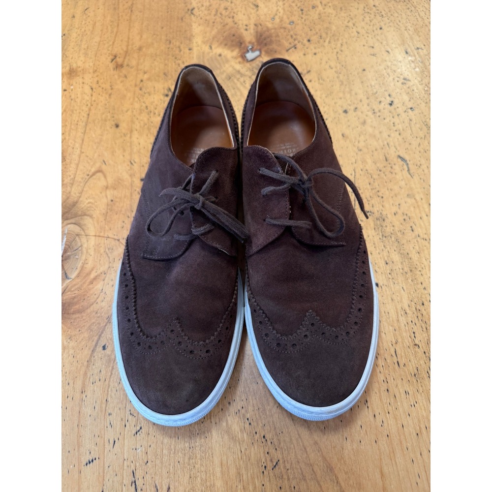 Brooks Brothers Wingtip 11.5 Brown Suede Brogue Sneakers Made in Italy Mens